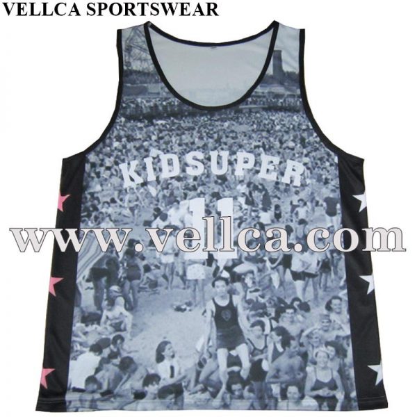 Dye Sublimation Running Singlet Polyester stof uit China Factory