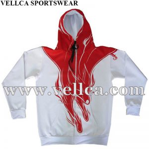 Unisex voksenjakke med sublimeret tryk med hættetrøje med fuld lynlås